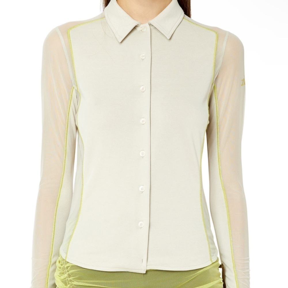 Diesel T-Noxa modal long sleeve button up blouse slim with mesh inserts size L